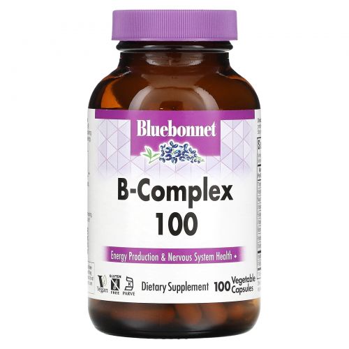 Bluebonnet Nutrition, B-комплекс 100, 100 растительных капсул