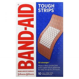 Band Aid, лейкопластыри, прочные полоски, 10 шт.