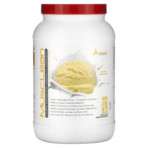 Metabolic Nutrition, MuscLean, средство для набора мышечной массы, ванильный молочный коктейль, 2,5 фунта