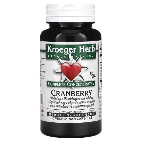 Kroeger Herb Co, Совершенные концентраты, клюква, 90 вегетарианских капсул