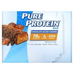 Pure Protein, Шоколадный батончик с карамелью и солью, 6 батончиков, каждый по 1.76 унц. (50 г.)