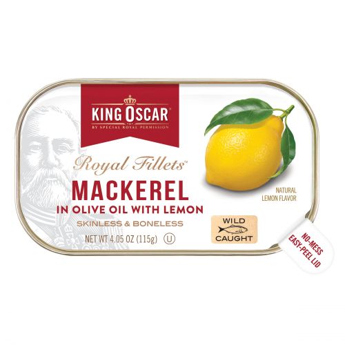 King Oscar, Royal Fillets, Mackerel In Olive Oil With Lemon,  4.05 oz ( 115 g)