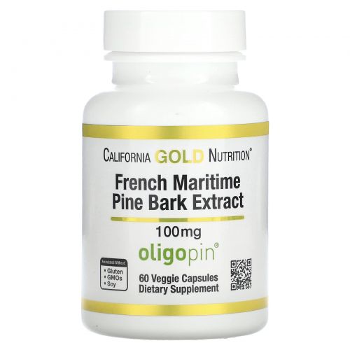 California Gold Nutrition, French Maritime Pine Bark Extract, 100 mg, Antioxidant Polyphenol, 60 Veggie Caps