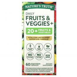Nature's Truth, Ежедневные фрукты и овощи +, 60 вегетарианских капсул