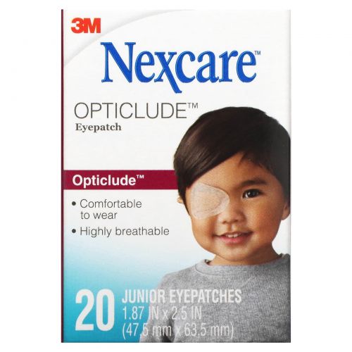 Nexcare, Opticlude Junior, патчи для глаз, 20 штук