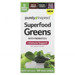 Purely Inspired, Зелень из суперфудов с пробиотиками, 100 растительных капсул