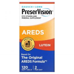 Bausch & Lomb PreserVision, AREDS Лютеин, витаминная и минеральная добавка для глаз, 120 мягких желатиновых капсул