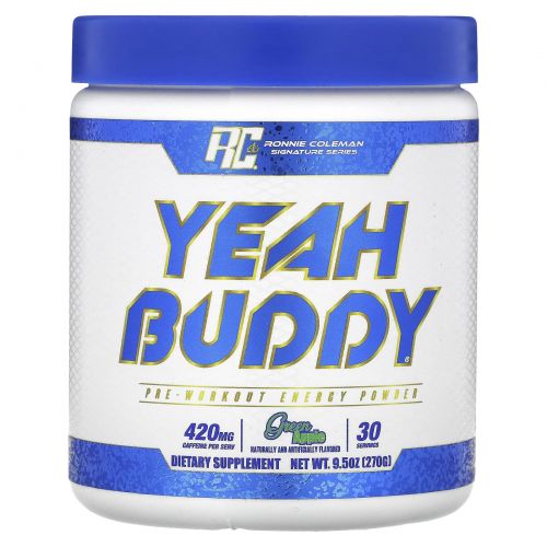 Ronnie Coleman, Signature Series, Yeah Buddy, энергетический порошок перед тренировкой, зеленое яблоко, 270 г (9,5 унции)