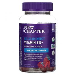 New Chapter, Cellular Energy - витамин B12 +, малина, 350 мкг, 60 жевательных таблеток