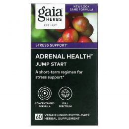 Gaia Herbs, Adrenal Health, Jump Start, 60 веганских жидких фитокапсул