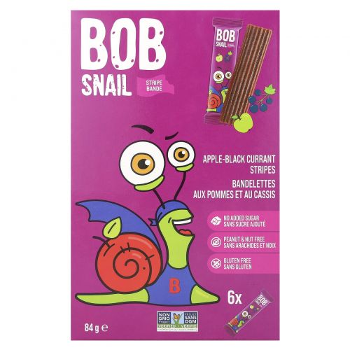 Bob Snail, Stripe, яблоко и черная смородина, 6 шт., 14 г (0,49 унции)