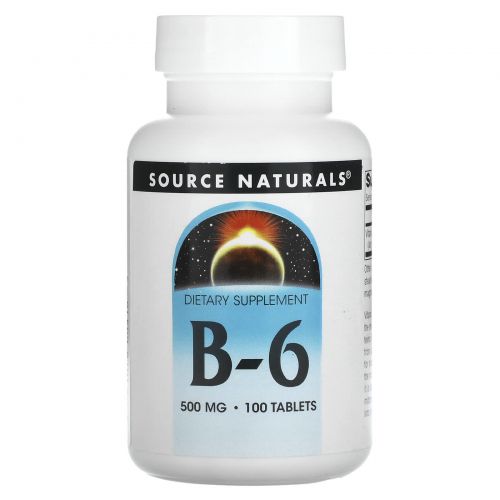 Source Naturals, Витамины B-6, 500 мг, 100 таблеток