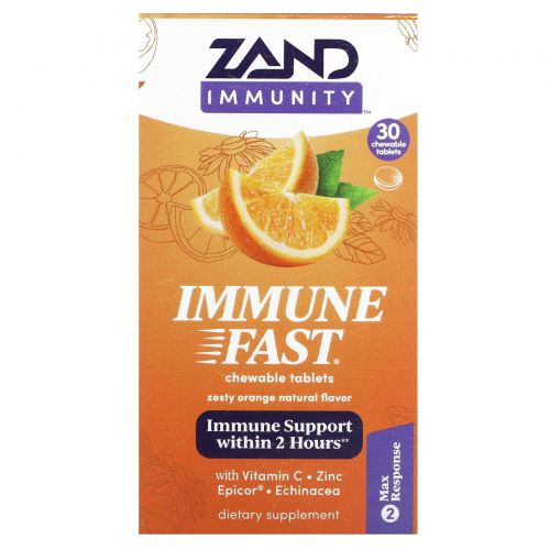 Zand, Immune Fast, пикантный апельсин, 30 жевательных таблеток