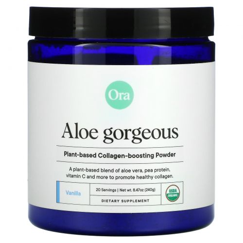 Ora, Aloe Gorgeous, Vegan Collagen-Boosting Powder Supplement, Vanilla Flavor, 8.47 oz (240 g)