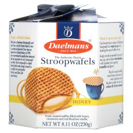 Daelmans, Stroopwafels, Large Hex Box, Honey, 8 Waffles, 8.11 oz (230 g)