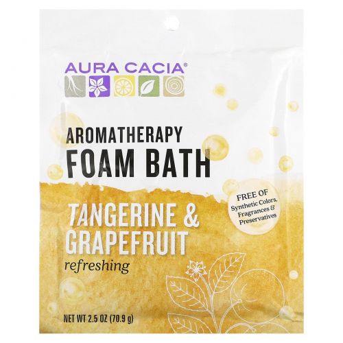 Aura Cacia, Пенная ванна для ароматерапии, мандарин и грейпфрут, 70,9 г (2,5 унции)