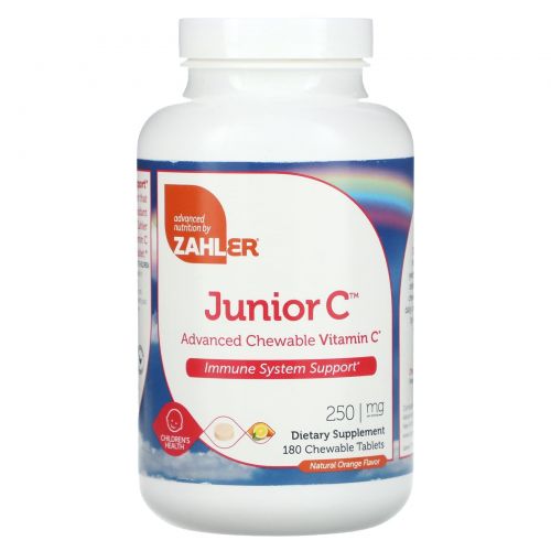 Zahler, Junior C, Advanced Chewable Vitamin C, Natural Orange Flavor, 250 mg, 180 Tablets