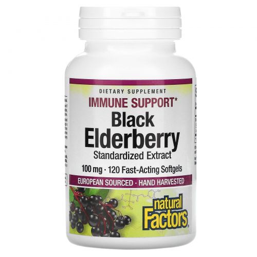 Natural Factors, Black Elderberry, 100 mg, 120 Capsules