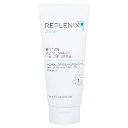 Replenix, Acne, 10% средство для умывания против акне BP + алоэ вера, 200 мл (6,7 жидк. унции)