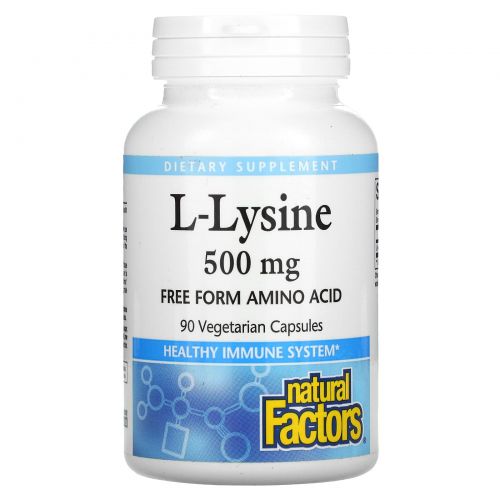 Natural Factors, L-Lysine, 500 mg, 90 Vegetarian Capsules