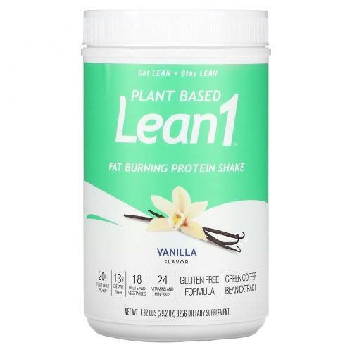 Lean1, Растительный жиросжигающий протеиновый коктейль, ваниль, 825 г (1,82 фунта)