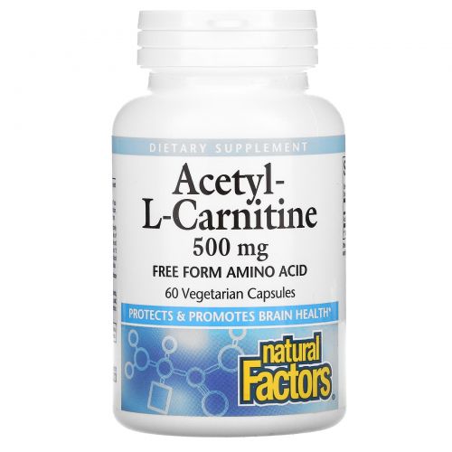 Natural Factors, Acetyl-L-Carnitine, 500 mg, 60 Vegetarian Capsules