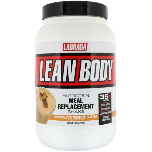Labrada Nutrition, Lean Body, Hi-Protein Meal Replacement Shake, Chocolate Peanut Butter, 2.47 lbs (1120 g)