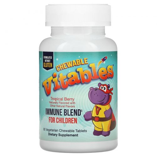 Vitables, Комплекс для иммунитета, жевательные таблетки для детей, смесь ягод, 90 вегетарианских таблеток
