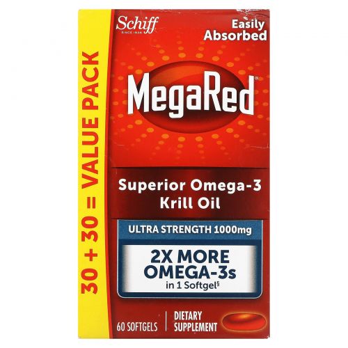 Schiff, MegaRed, Superior Omega-3 Krill Oil, 1,000 mg, 60 Softgels