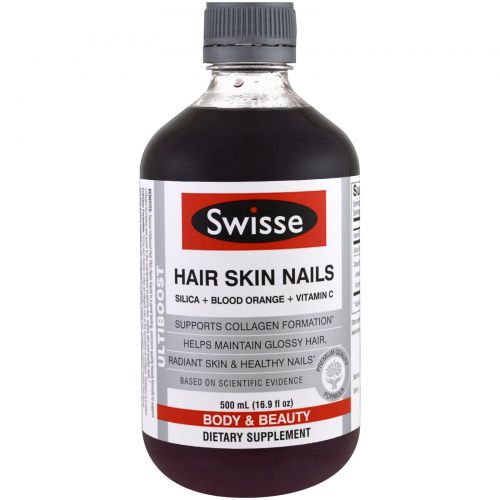 Swisse, Ultiboost, Hair Skin Nails (Silica + Blood Orange + Vitamin C), 16.9 fl oz (500 ml)