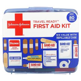 Johnson and Johnson, TravelReady, аптечка для первой помощи, 80 шт.