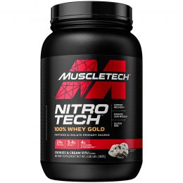 Muscletech, Nitro Tech 100%-ный Сывороточный Золотой Белок, Печенье с Кремом, 1,00 фунта (454 г)