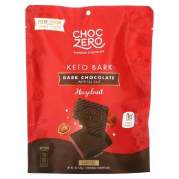 ChocZero, Dark Chocolate With Sea Salt, Hazelnut, Sugar Free, 6 Mini Pack, 1 oz Each