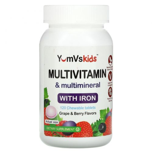 YumV's, Multivitamin & Multimineral With Iron, Grape & Berry Flavor, 120 Chewable Tablets