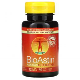 Nutrex Hawaii, BioAstin, Гавайский астаксантин, 12 мг, 50 гелевых капсул