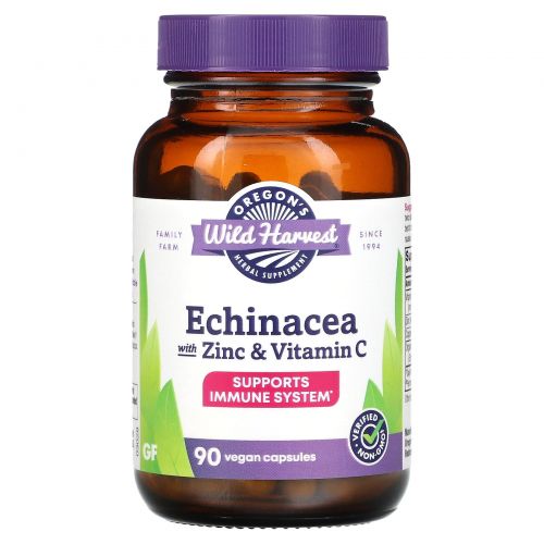 Oregon's Wild Harvest, Echinacea with Zinc and Vitamin C, 90 Gelatin Capsules