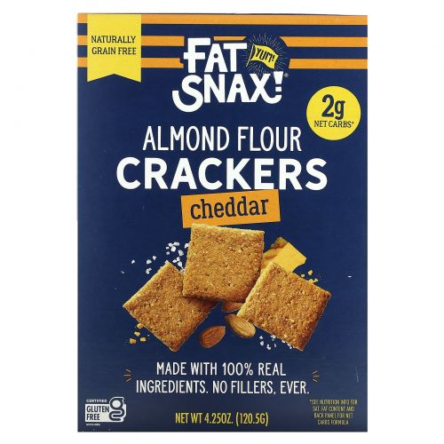 Fat Snax, Крекеры из миндальной муки, чеддер, 120,5 г (4,25 унции)