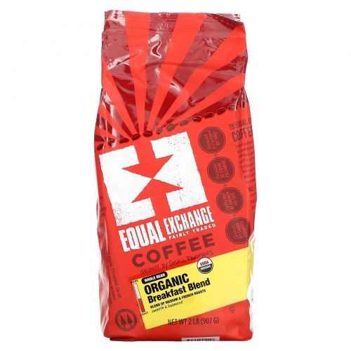 Equal Exchange, Organic Breakfast Blend Whole Bean Coffee, 2 lb (907 g)