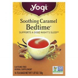 Yogi Tea, Bedtime, успокаивающая карамель, без кофеина, 16 чайных пакетиков, 30 г (1,07 унций)