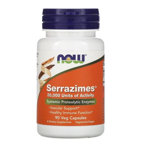 Now Foods, Ферменты Serrazimes, 90 капсул