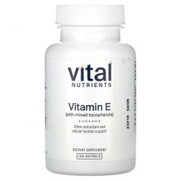 Vital Nutrients, витамин E со смешанными токоферолами, 100 мягких таблеток