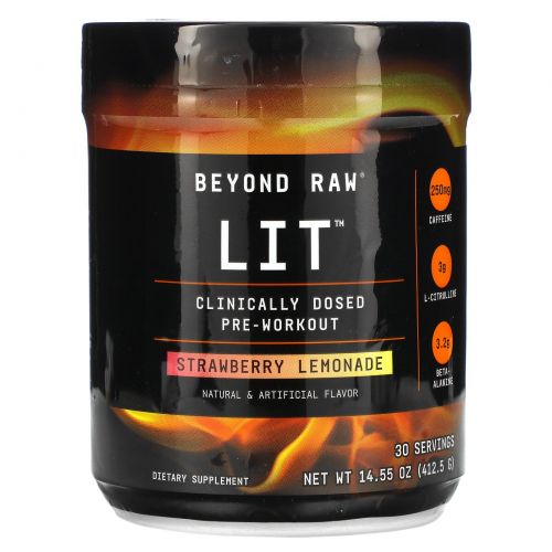 GNC, Lit, Clinically Dosed Pre-Workout, Strawberry Lemonade, 14.55 oz (412.5 g)