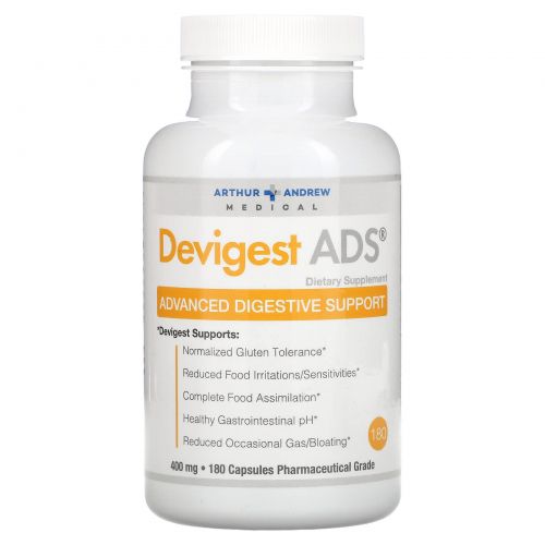 Arthur Andrew Medical, Devigest ADS, Advanced Digestive Support, 400 мг, 180 капсул