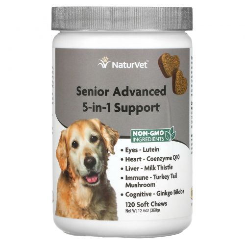 NaturVet, Senior Advanced 5-in-1 Support, 120 Soft Chews, 12.6 oz (360 g)