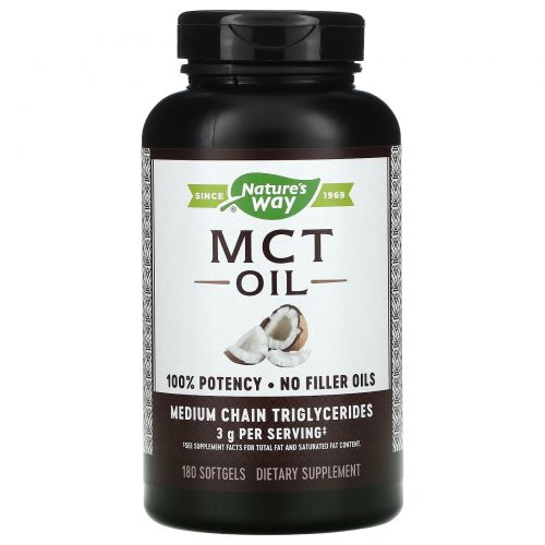 Nature's Way, 100% MCT Oil, From Coconut, 180 Softgels