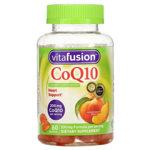 VitaFusion, Коэнзим Q10, пищевая добавка для взрослых, с натуральным вкусом персика, 200 мг, 60 жевательных таблеток