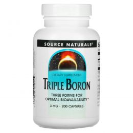 Source Naturals, Тройной бор, 3 мг, 200 капсул