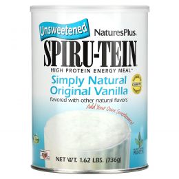 Nature's Plus, Сыворотка Spiru-Tein, питание с высоким содержанием белка, со вкусом простой настоящей ванили, несладкая, 740 г