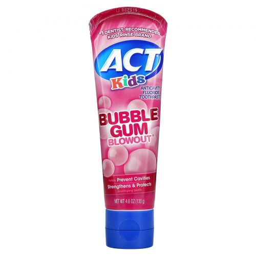 Act, детская зубная паста с фторидом, против кариеса, со вкусом жевательной резинки, 130 г (4,6 унции)