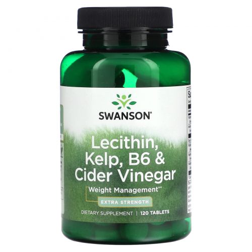 Swanson, Лецитин, водоросли, витамин B6 и яблочный уксус, повышенная сила действия, 120 таблеток